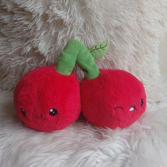 Adorable Twin Cherry Plush Toy - Red and Green - Picture 1 of 7